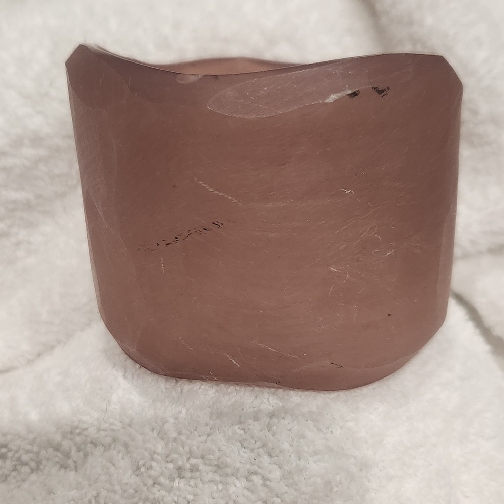 RJ Graziano Mauve‎ Pink Resin Wide Cuff Bracelet Carved Statement Jewelry
